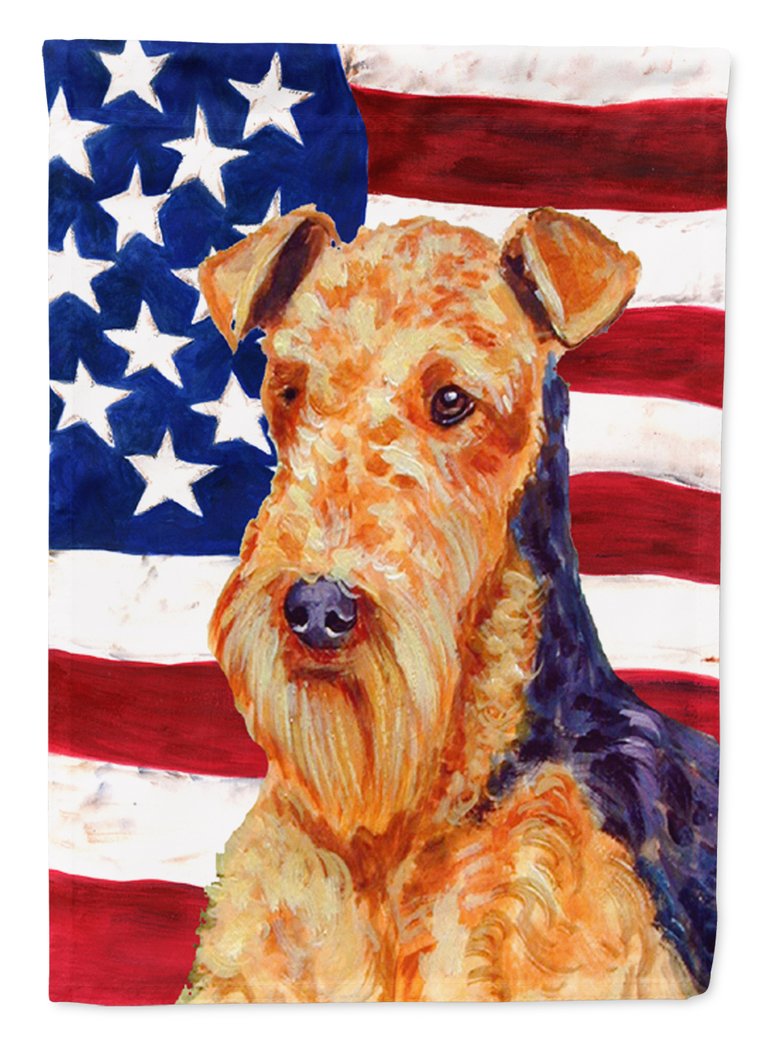 USA American Flag With Airedale Garden Flag 2-Sided 2-Ply