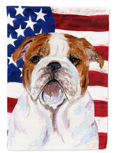 Caroline's Treasures USA American Flag With Bulldog English Garden Flag 2-Sided 2-Ply product