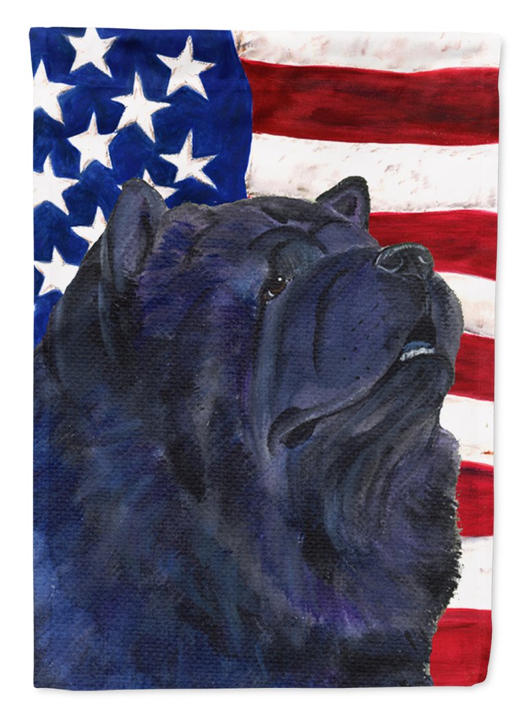 USA American Flag with Chow Chow Garden Flag 2-Sided 2-Ply