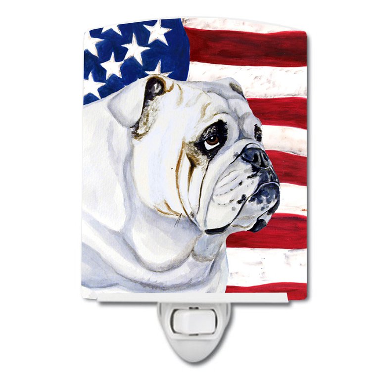 USA American Flag with English Bulldog Ceramic Night Light