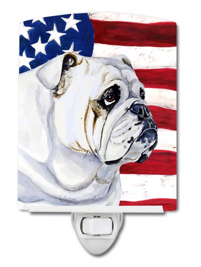 Caroline's Treasures USA American Flag with English Bulldog Ceramic Night Light product