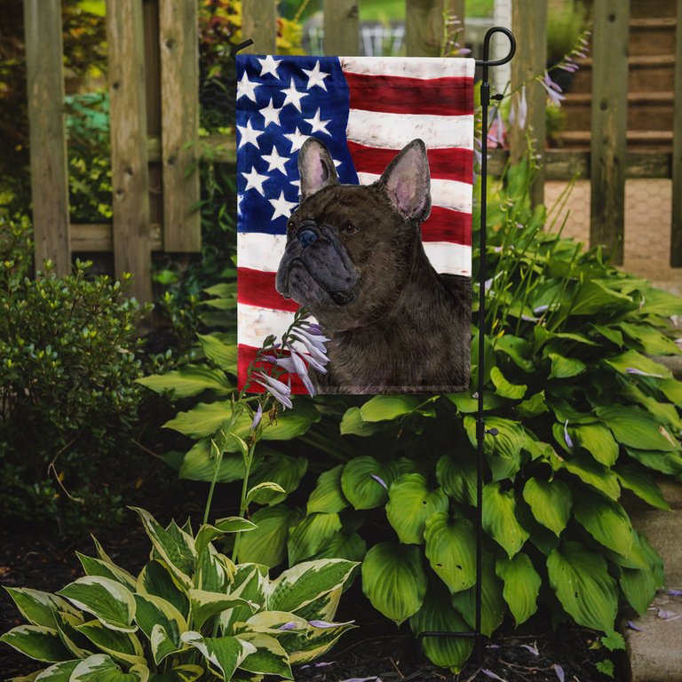USA American Flag With French Bulldog Garden Flag 2-Sided 2-Ply