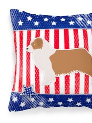 USA Patriotic Australian Shepherd Dog Fabric Decorative Pillow