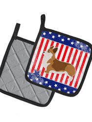 USA Patriotic Corgi Pair of Pot Holders