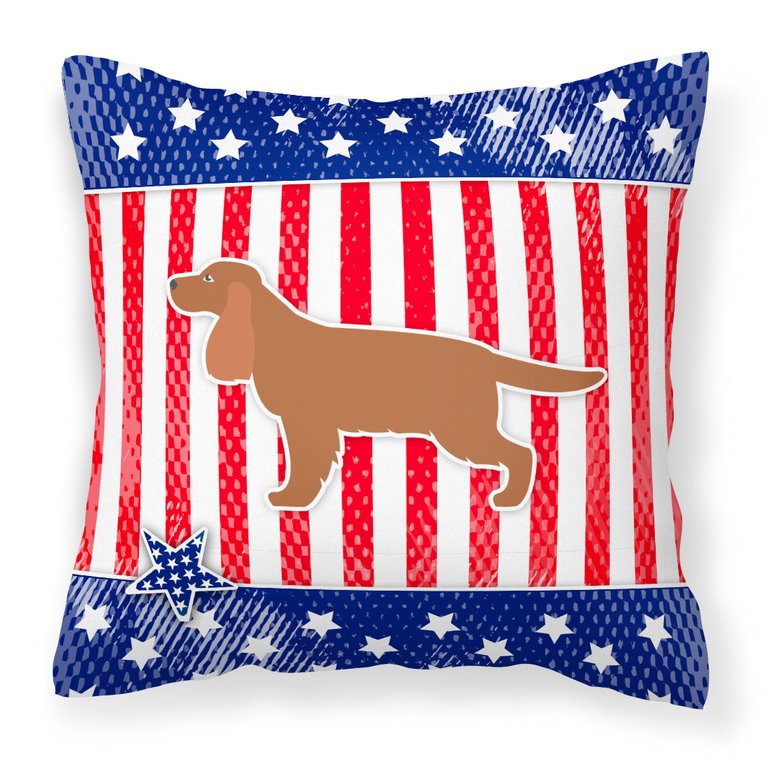 USA Patriotic English Cocker Spaniel Fabric Decorative Pillow