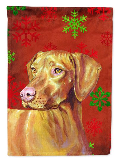 Caroline's Treasures Vizsla Red And Green Snowflakes Holiday Christmas Garden Flag 2-Sided 2-Ply product