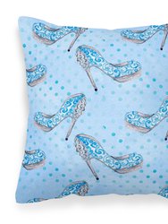 Watercolor Cinderella Shoe in Blue Fabric Decorative Pillow