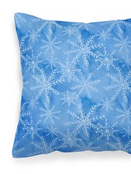Watercolor Dark Blue Winter Snowflakes Fabric Decorative Pillow