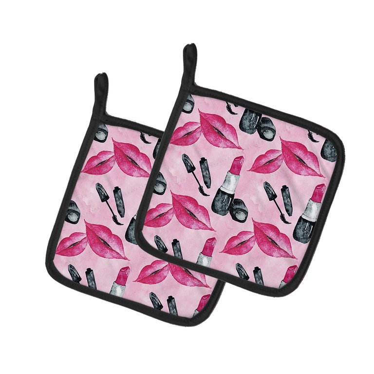 Watercolor Diva Lipstick  Pair of Pot Holders