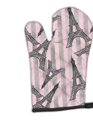 Watercolor Eiffel Tower and Stripes Oven Mitt
