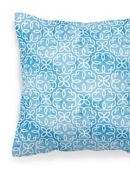 Watercolor Geometric Cirlce on Blue Fabric Decorative Pillow