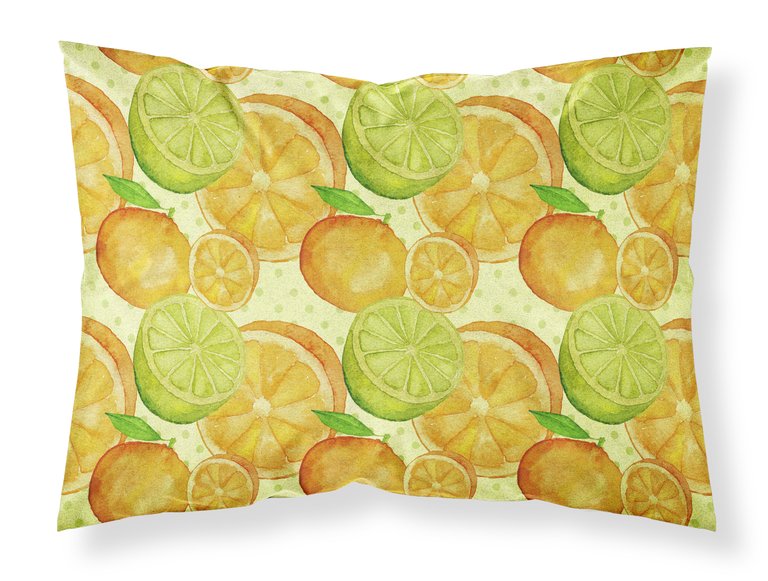 Watercolor Limes and Oranges Citrus Fabric Standard Pillowcase