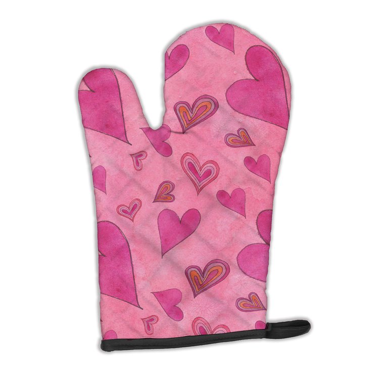 Watercolor Love and Hearts Oven Mitt