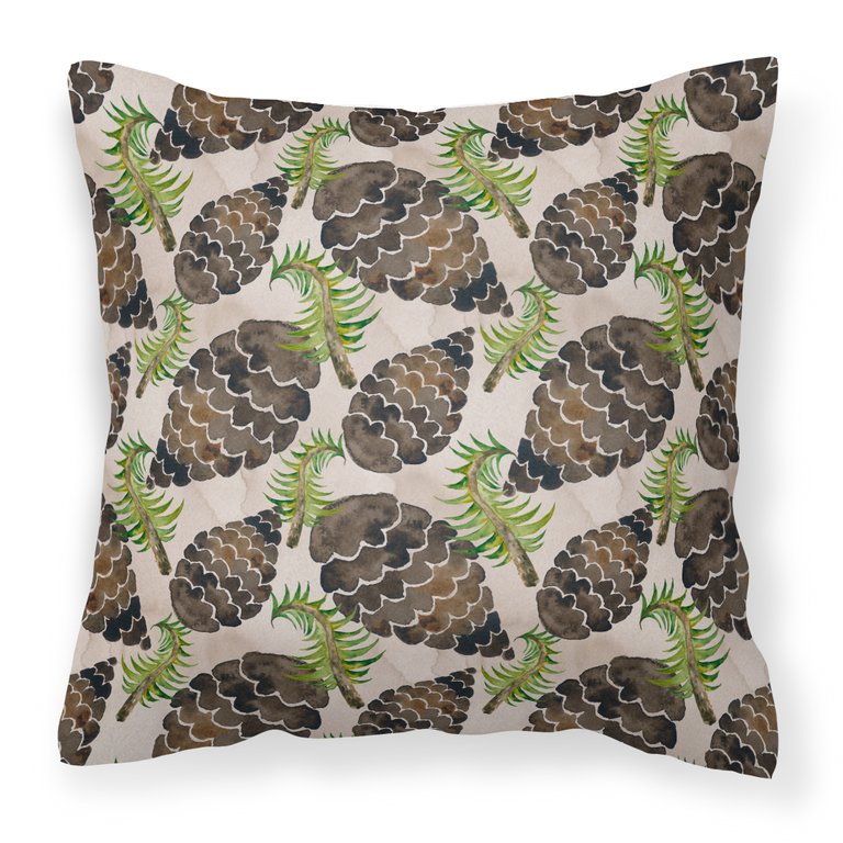 Watercolor Pine Cones Fabric Decorative Pillow