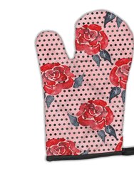 Watercolor Red Roses and Polkadots Oven Mitt
