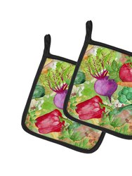 Watercolor Vegetables Farm to Table Pair of Pot Holders