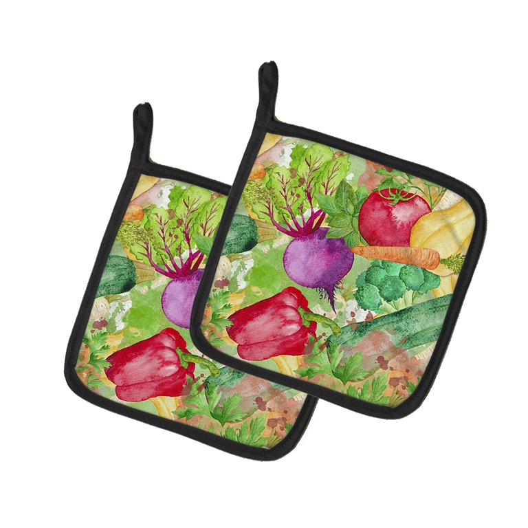 Watercolor Vegetables Farm to Table Pair of Pot Holders