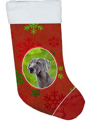 Weimaraner Red and Green Snowflakes Holiday Christmas Christmas Stocking