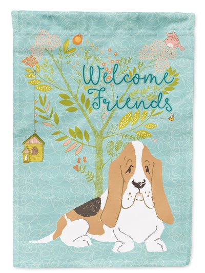 Caroline's Treasures Welcome Friends Basset Hound Garden Flag 2-Sided 2-Ply product