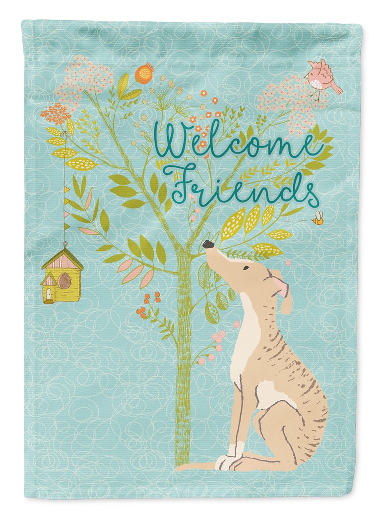 Welcome Friends Brindle Greyhound Garden Flag 2-Sided 2-Ply