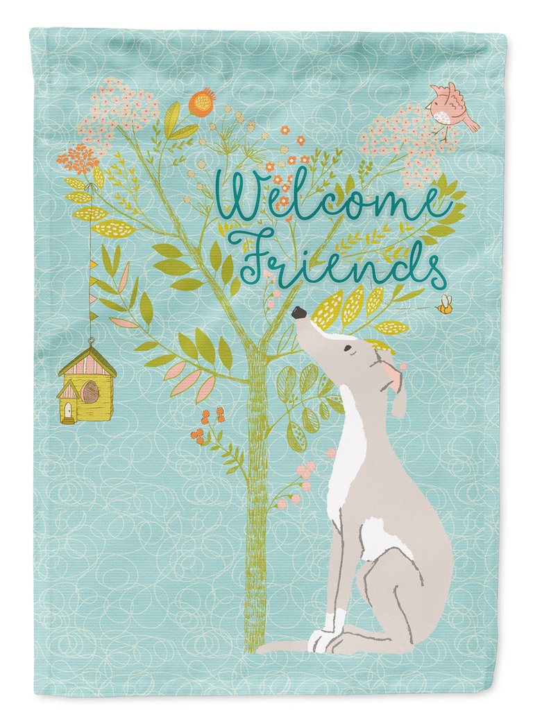 Welcome Friends Italian Greyhound Garden Flag 2-Sided 2-Ply