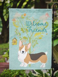 Welcome Friends Pembroke Welsh Corgi Tricolor Garden Flag 2-Sided 2-Ply