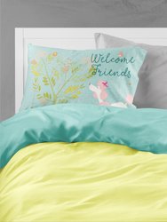 Welcome Friends Pink Poodle Fabric Standard Pillowcase