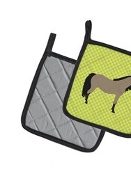 Welsh Pony Horse Green Pair of Pot Holders