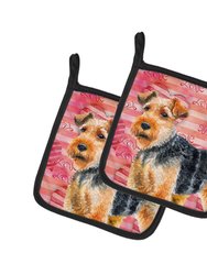 Welsh Terrier Love Pair of Pot Holders