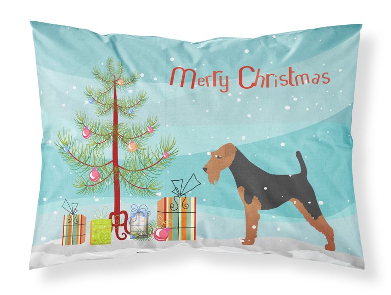 Welsh Terrier Merry Christmas Tree Fabric Standard Pillowcase