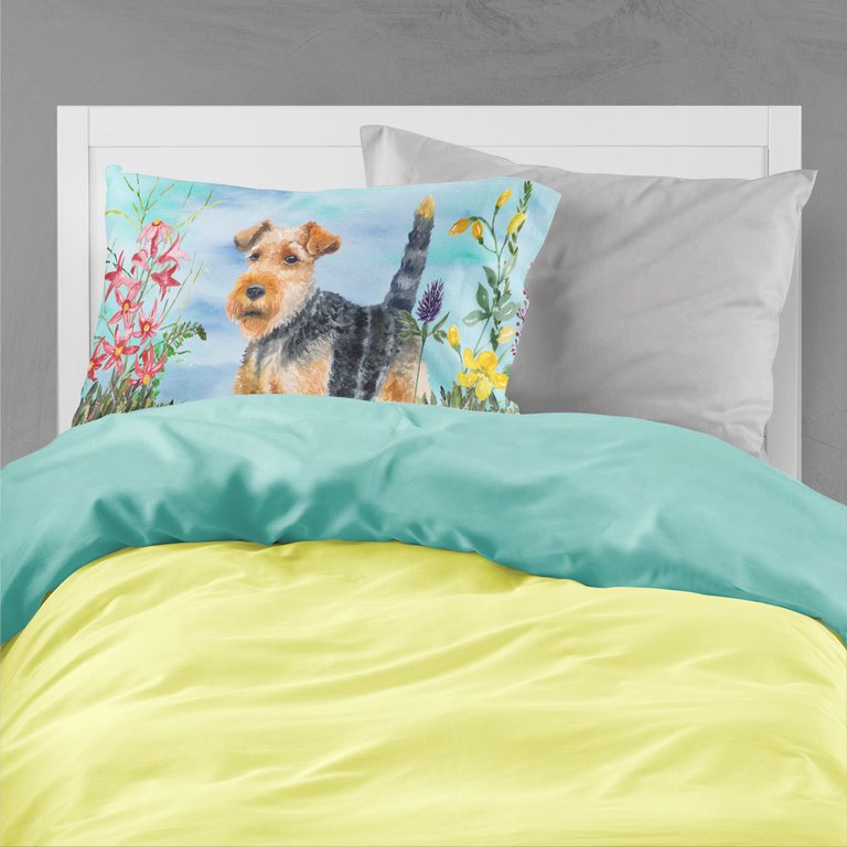 Welsh Terrier Spring Fabric Standard Pillowcase