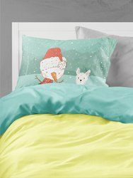 Westie Terrier Snowman Christmas Fabric Standard Pillowcase