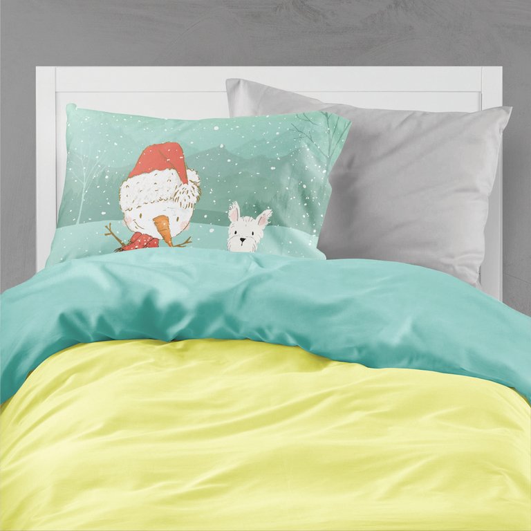 Westie Terrier Snowman Christmas Fabric Standard Pillowcase