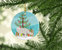 White Arctic Fox Christmas Ceramic Ornament