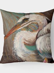 White Egret Fabric Decorative Pillow