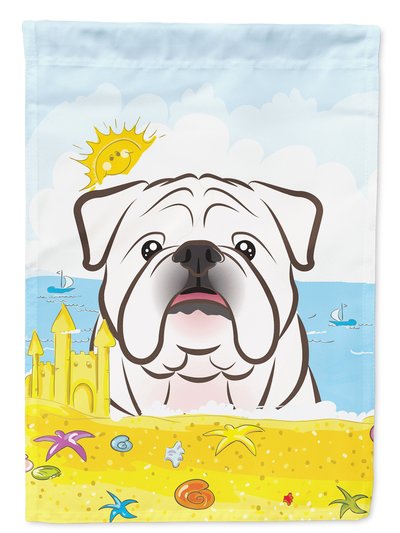 Caroline's Treasures White English Bulldog Summer Beach Garden Flag 2-Sided 2-Ply product