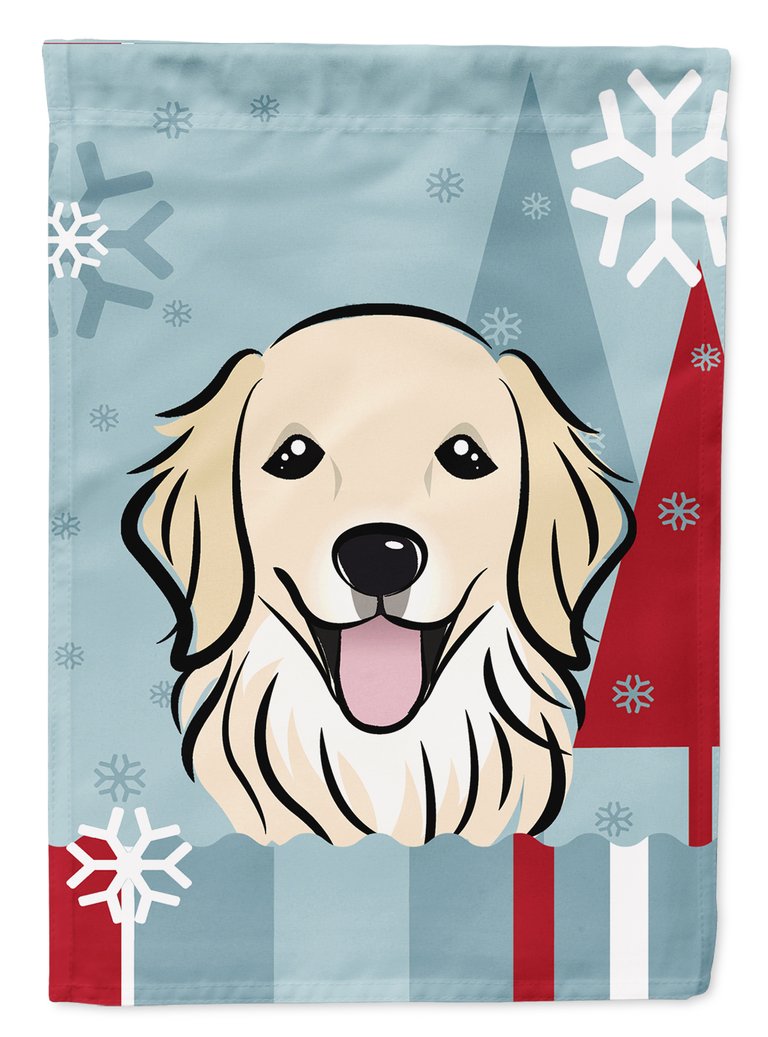 Winter Holiday Golden Retriever Garden Flag 2-Sided 2-Ply