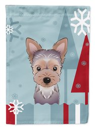 Winter Holiday Yorkie Puppy Garden Flag 2-Sided 2-Ply