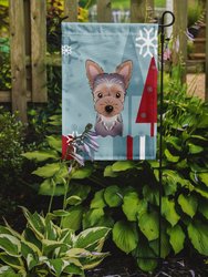 Winter Holiday Yorkie Puppy Garden Flag 2-Sided 2-Ply