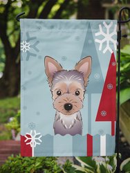 Winter Holiday Yorkie Puppy Garden Flag 2-Sided 2-Ply