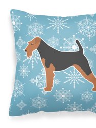 Winter Snowflake Airedale Terrier Fabric Decorative Pillow