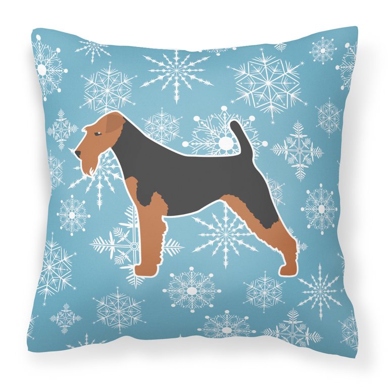 Winter Snowflake Airedale Terrier Fabric Decorative Pillow