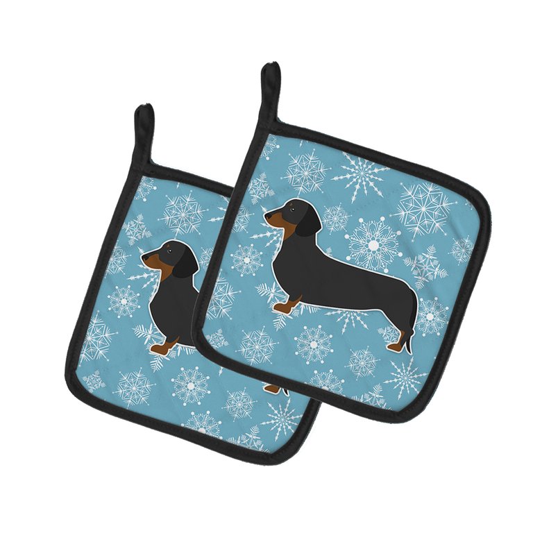 Winter Snowflake Dachshund Pair of Pot Holders