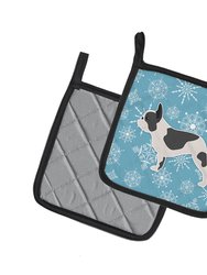 Winter Snowflake French Bulldog Pair of Pot Holders