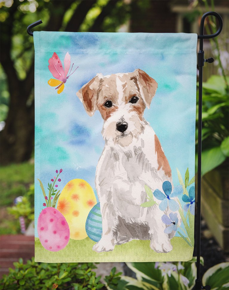 Wire Hair Jack Russell Easter Garden Flag 2-Sided 2-Ply