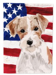 Wire Hair Jack Russell Patriotic Garden Flag 2-Sided 2-Ply
