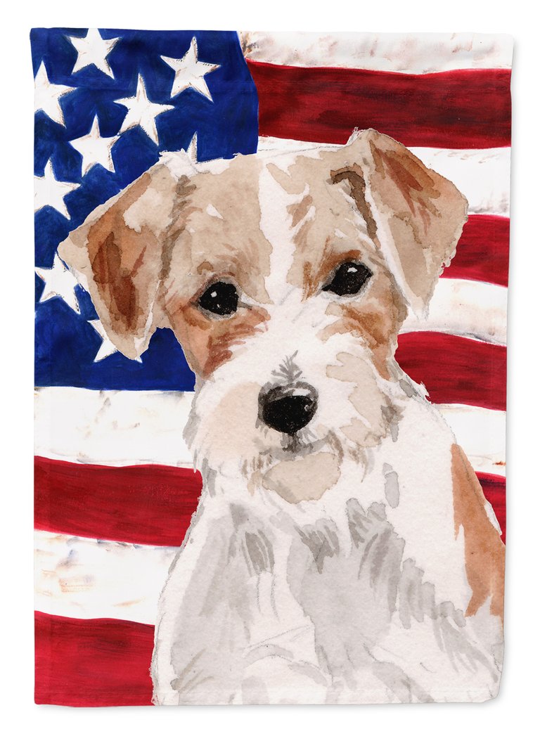 Wire Hair Jack Russell Patriotic Garden Flag 2-Sided 2-Ply