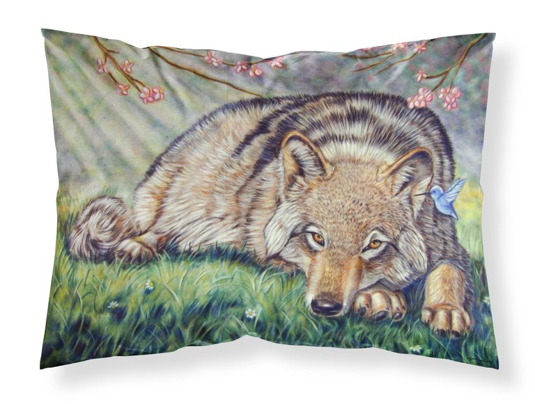 Wolf and Hummingbird Fabric Standard Pillowcase