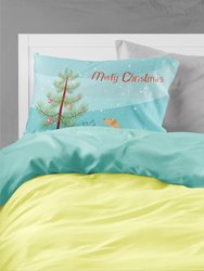 Yellow Labrador Retriever Merry Christmas Tree Fabric Standard Pillowcase