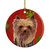 Yorkie Red and Green Snowflakes Holiday Christmas Ceramic Ornament